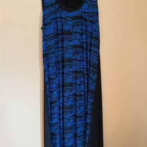 Karen Kane Blue and Black Sleeveless Maxi Dress